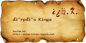 Árpás Kinga névjegykártya
